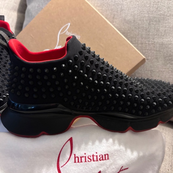 Christian Louboutin Spiked Sock Donna Flat Neiprene - Picture 2 of 5